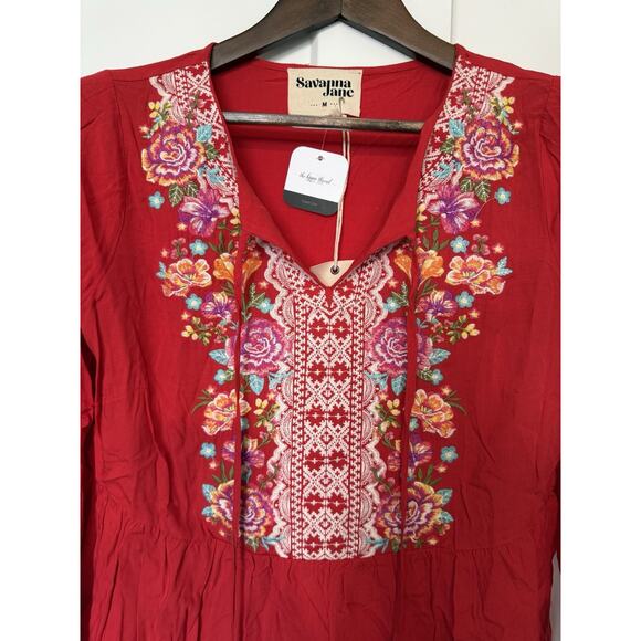 Savanna Jane Women's Boho Top Size Medium NWT Floral Bohemian Cottagecore - Picture 2 of 8